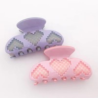 CANYUAN Pince à cheveux en acétate de 8 cm de style japonais et coréen, motif cœur pixelisé dégradé rose, accessoires pour femmes