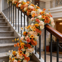 Fleurs artificielles roses de mariage de haute qualité, personnalisées en usine, pour rampes d'escalier et chemins de table, vente en gros