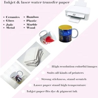 Venta al por mayor A4 láser de tamaño tobogán de agua papel de calcomanía de papel de transferencia de agua para taza de madera de cerámica