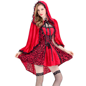 2026 niña mujer encaje princesa Cosplay traje Sexy <span class=keywords><strong>Caperucita</strong></span> <span class=keywords><strong>Roja</strong></span> vestido tejido Navidad <span class=keywords><strong>capa</strong></span> adultos carnaval trajes - Product Image 2