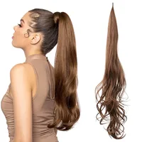 Oferta Especial: Extensión de Cabello Sintético Ondulado de 32 Pulgadas, 100g, Flexible, Enrollable, de Fibra de Alta Temperatura, Sin Brillo, Sin Enredos, Bajo MOQ