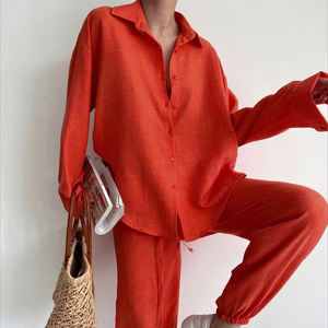 2023 Autumn New Trend Loose Long Sleeve Shirts <strong>Harem</strong> <strong>Pants</strong> Two Piece <strong>Pants</strong> Set Casual Office 2 Piece Set Women - Product Image 1