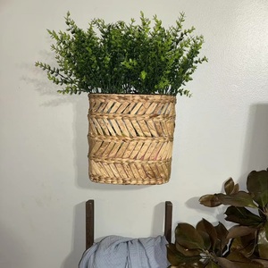 <strong>Wall</strong> Hanging Eco-Friendly Vintage Rectangle Water Hyacinth Woven <strong>Storage</strong> <strong>Basket</strong> for Bathroom Plant Sundries &amp; Vegetables - Product Image 2