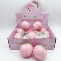 Jouet Squishy en forme de pêche rose, le plus vendu en gros, pour enfants, en PU, anti-stress, sensoriel, jouet à presser doux