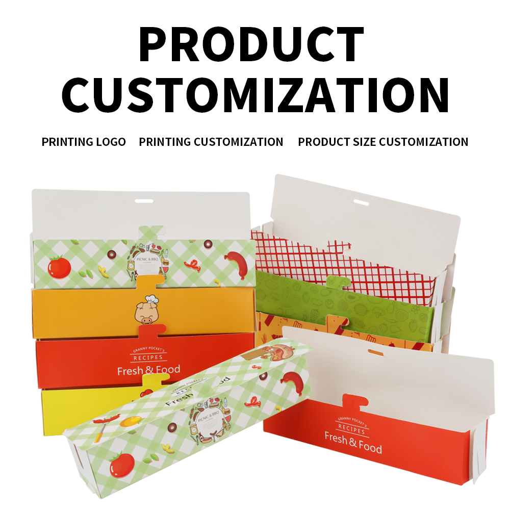 korean disposable custom food grade paper hot dog take away box snack Sausage Barbecue tray packaging