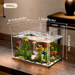 Acuario Rectangular sin Borde, Tanque Transparente de Plástico PET para <span class=keywords><strong>Peces</strong></span> Betta y Goldfish, Acuario de Escritorio para Oficina - Product Image 1