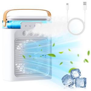 Mini Air Conditioner, <b>Cooler</b> Fan, Rechargeable Portable Desk Air Cooling Humidification Quiet Air <b>Cooler</b> for Summer Season - Product Image 4