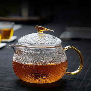 Tetera de vidrio martillado con tapa, resistente al calor, juego de té Kung Fu de gran capacidad para estufa eléctrica de cerámica - Product Image 1