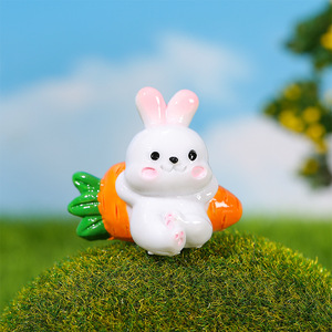 Miniature White Rabbit Resin Figurine With Carrot <b>Easter</b> Decorative <b>Ornament</b> For Desktop Garden Display - Product Image 4
