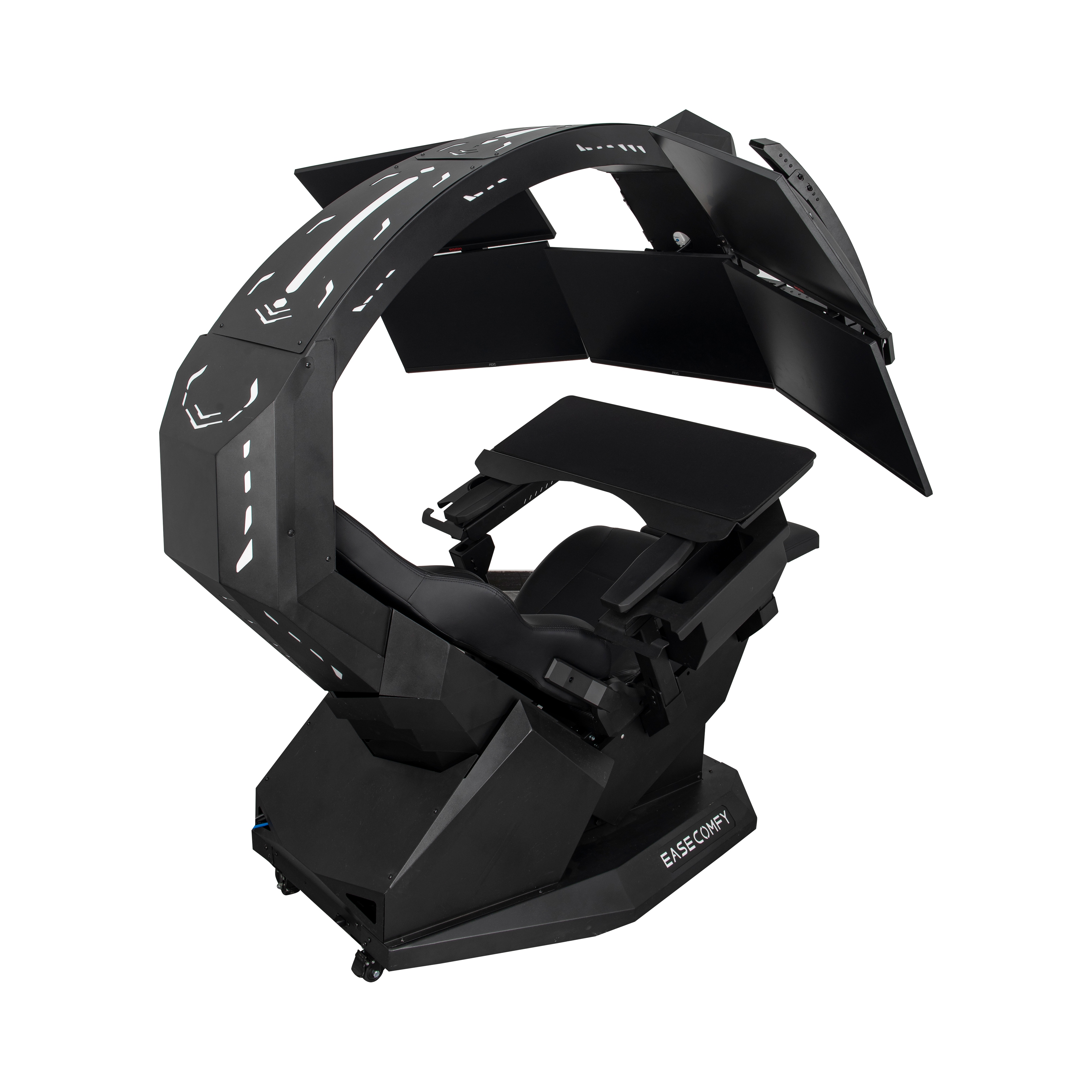 Luxury Gaming Chair With Triple Monitor Mount - Ergonomic Racing Simulator Cockpit Chair