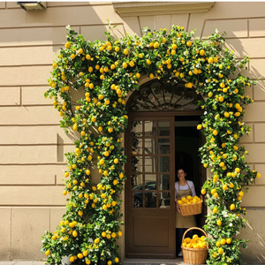 Piante artificiali fuori frutti appesi vite verde finto <span class=keywords><strong>giallo</strong></span> limoni ghirlanda decorazioni ristorante decorazione - Product Image 1