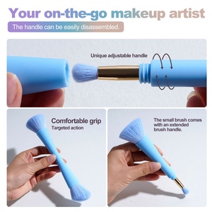 Pennello Trucco Multiuso 4-in-1 All'ingrosso con Logo Personalizzato, Pennello da Viaggio Kabuki per Blush, Contouring e Ombretto Angolato - Product Image 4