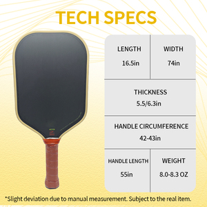 Ракетка для пиклбола Bread and Butter Loco Elongated 16 мм с сердцевиной из пеноматериала двойной плотности, 8.0 унций. Ракетка для пиклбола CFC Surface - Product Image 6