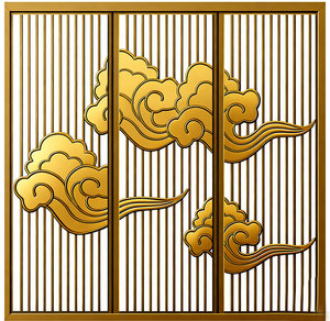Paravents décoratifs de luxe pour villa, en aluminium doré découpé au laser, courbes, métalliques, brillants, Champion - Product Image 4