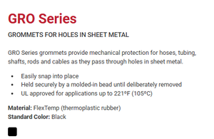 Les œillets GRO assurent une protection mécanique des tuyaux, des tubes, des tiges et des câbles lorsqu'<span class=keywords><strong>ils</strong></span> traversent des trous dans la tôle. - Product Image 3