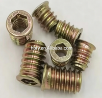 Premium Zinc Alloy & Stainless Steel Hex Socket Threaded Furniture Insert Nut for Wood 1/4-20 M6 Zinc Plated Screw-in Nut