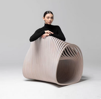 Chaise Paramétrique en Bois Massif, Chaise d'Attente pour Hôtel, Mobilier Paramétrique, Chaise en Bois Paramétrique