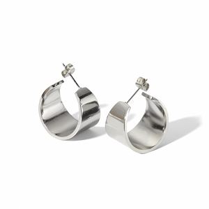 Pendientes de aro anchos en forma de C, chapados en oro de 18 quilates, de acero inoxidable, joyería de moda para mujer, TE6085 - Product Image 3