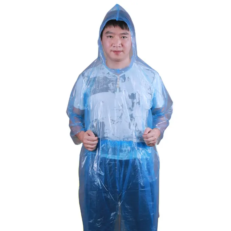 Outdoor Disposable PE Raincoat Waterproof Rain Suit with Pants