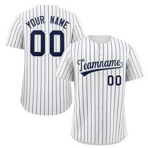 Custom White Navy Stripe Fashion Authentic <b>Baseball</b> Jersey - Product Image 1