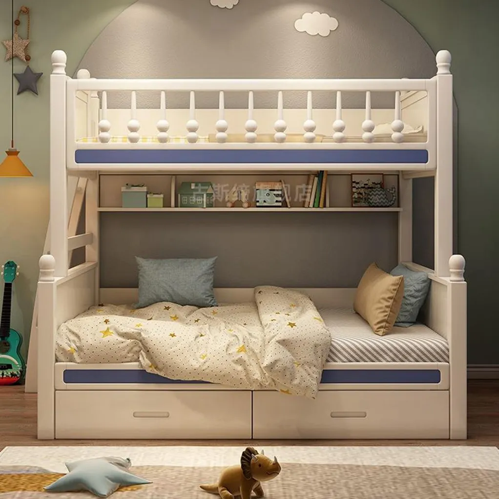 Bedroom Furniture Wooden Bed Wooden Bunk Beds with Stairs and Drawers Children for Kids Wood