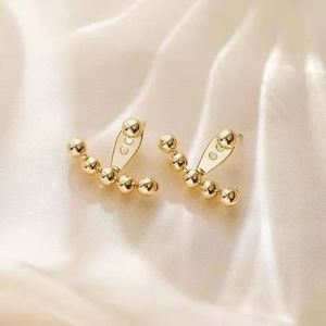 Xinfly Solid 18k Gold Ball <b>Earrings</b> for Women Real Gold Cute Push <b>Back</b> Italian Beaded Stud <b>Earrings</b> Fine Bride Jewelry - Product Image 1