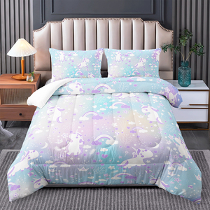 Couette nuage licorne arc-en-ciel magique-Couette pour enfants à impression numérique 3D personnalisable avec ensemble de literie en peluche - Product Image 4