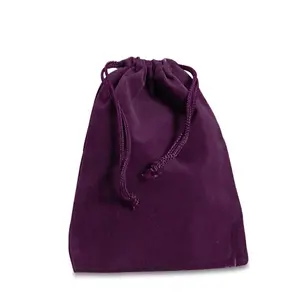 Luxurious Purple Velvet Velour Velveteen Drawstring Pouch for Jewel Packaging