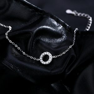 Pulsera de Cadena con Eslabones Redondos Calados de Plata de Ley 925 con Moissanita de Color D para Mujer, Joyería Fina - Product Image 6