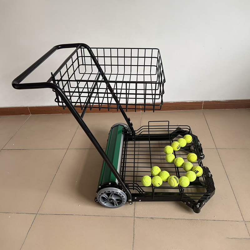 Large Capacity Easy Use Steel Automatic Tennis Ball Mower Ball Picking Machine Wheeled Adjustable Size Tennis Ball Collecting