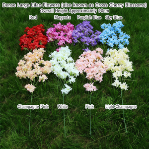 Suministro de origen hecho a mano Lila blanca y flor de cerezo cruzada flores artificiales boda hogar pantalla decoración suave - Product Image 2