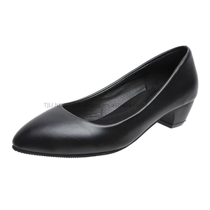 New High-heeled Stiletto Pointy Professional All Match Working Women's Single Black <b>Leather</b> Dress Shoes Women - Product Image 6