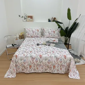 140*70 double warp and weft luxury cotton quality bed sheet three-piece setdding set