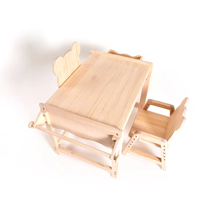 All solid wood childre room painting study table creative multifunctional bear table and chair