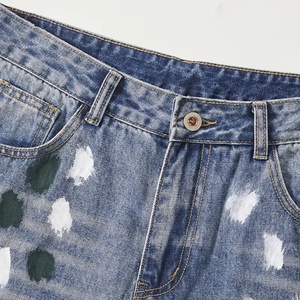 Pantalones Vaqueros Pintados para Hombre - Diseño Artístico de Pierna Ancha con Lavado Retro, Adecuados para Ropa Urbana y Tendencias de Moda de Estilo Artístico - Product Image 3