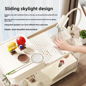 <span class=keywords><strong>Terrarium</strong></span> <span class=keywords><strong>pour</strong></span> crabes ermites, petite villa de luxe en plastique, drainage automatique, double couvercle, anti-évasion, plateforme d'escalade complète - Product Image 3