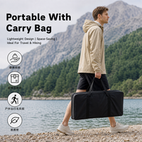 Étagère de camping portable en bambou avec crochets, pliable, pour rangement extérieur et organisation de cuisine de camping pour le glamping
