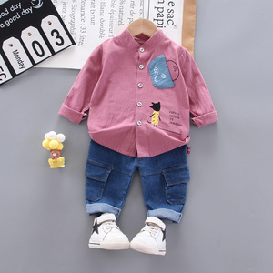 Ensembles de vêtements pour enfants de style vintage, nouveau design, chemise et pantalon kaki pour garçons - Product Image 3