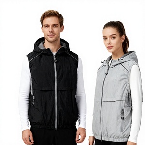 เสื้อแจ็คเก็ตวิ่งเทรลแบบมีฮู้ด ซิปหน้า ไร้แขน น้ำหนักเบา กันน้ำ กันลม แห้งเร็ว เหมาะสำหรับกีฬาฤดูหนาวและกิจกรรมกลางแจ้ง - Product Image 3