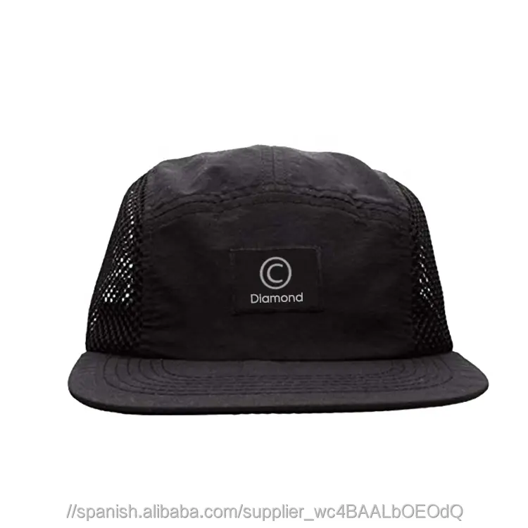 Personalizado negro de malla lados corriendo sombreros transpirable ajuste seco deporte correr sombrero con etiqueta tejida