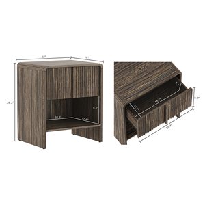 Nightstand In Jacobean Walnut Wood With <b>Open</b> Shelf For Bedroom <b>Storage</b> - Product Image 2