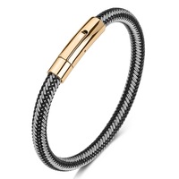 2025 hommes luxe Wrap Bracelet Bracelet nouveau Style Simple populaire avec fil d'acier tissage or noir titane boucle à ressort