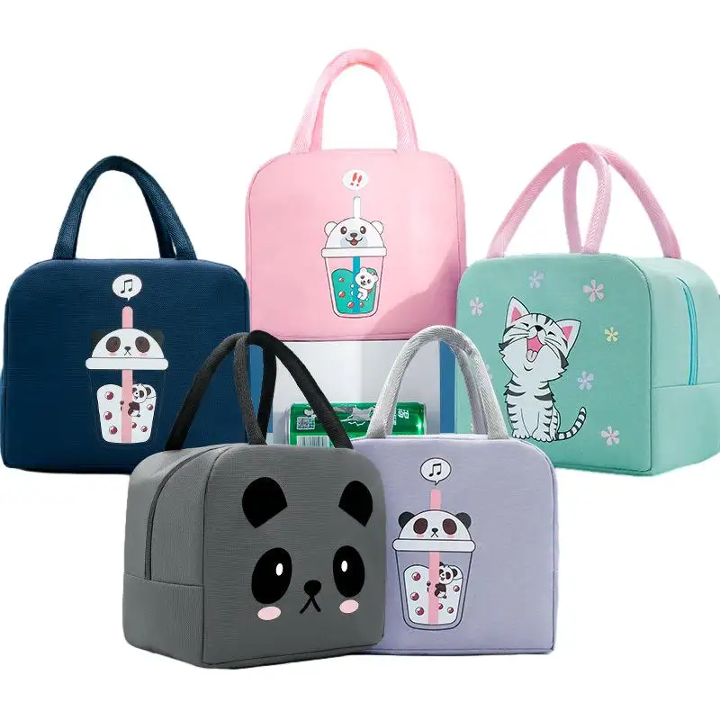 HSI Portable Polyester Lunch Bag New Cartoon Animal Insulated Box Insulated Lunch Cooler Bag for Kids Student