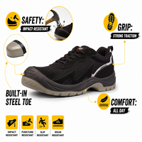 Bottes de travail AOXIANG personnalisables unisexes noires en maille respirante avec embout en acier, antidérapantes, résistantes à l'huile, antistatiques, pour la construction industrielle