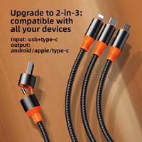 Kabel Data Pengisian Cepat 1m dengan Konektor Lightning/Micro USB/Type-C untuk Ponsel, Hadiah Tenun Kuda Tahun Baru, 2-tow 3-head