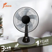 Ventilador de Mesa Oscilante de 16 Pulgadas, 3 Velocidades, Color Negro, para Oficina, Funcionamiento Silencioso, Inclinación Ajustable, Rejilla Metálica, Base Resistente