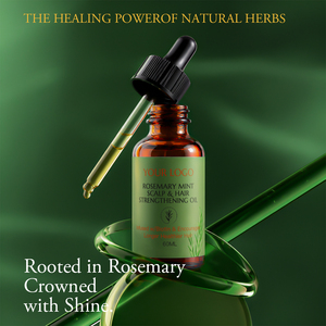 Olio per la Crescita dei Capelli al Rosmarino e Menta con Etichetta Privata, Biotina, Oli di Ricino e Jojoba, Vitamina E per Riparare e Nutrire il Cuoio Capelluto Secco - Capelli Ricci - Product Image 1