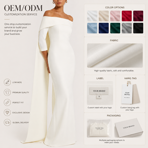 Robe de soirée sirène moulante blanche sur mesure pour femme, épaules dénudées, collection de robes pour femmes - Product Image 3