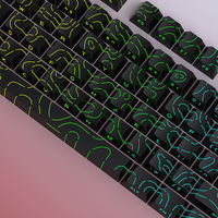 HJSDHI 97-Key Two-Color PBT Keycap Black Contour 4.0 with Crack Character Side Engraved Luminescent