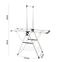 Séchoir à linge ajustable en acier inoxydable, grand espace de séchage de 14m, pour le rangement des chaussures, des chaussettes et des vêtements